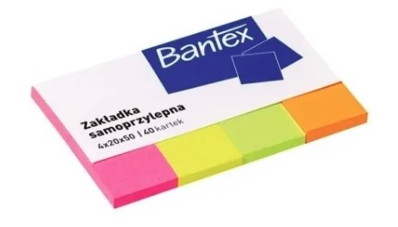 Zakładki indeksujące 20x50 40k 4kol Bantex  400086402